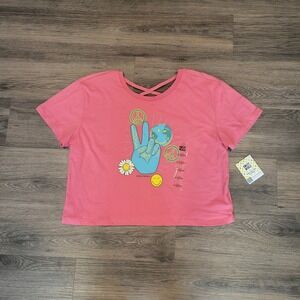 NWT Smiley World Graphic Tee Peace Love Hope‎ Unity Smiley Face Top XL